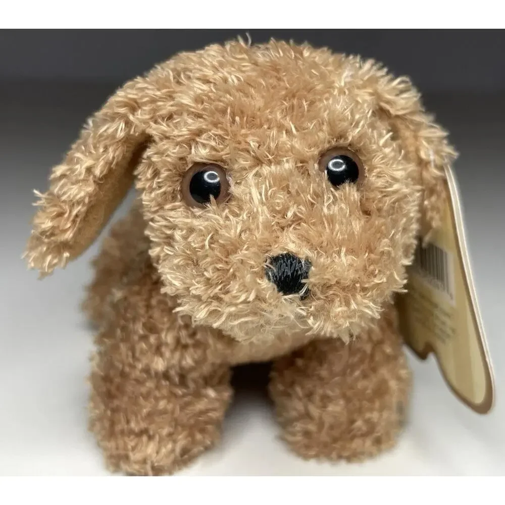 Vintage Aurora Dinky Dog Plush Mini Brown 4.5” Stuffed Animal Puppy With Tags